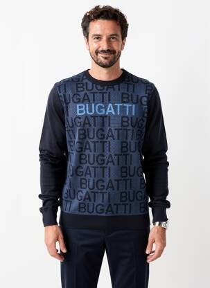 Pull stretch manches longues bleu BUGATTI homme