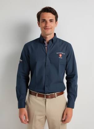 Chemise manches longues poignets boutonnés bleu RUCKFIELD homme