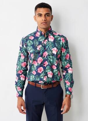 Chemise manches longues poignets boutonnés bleu RUCKFIELD homme