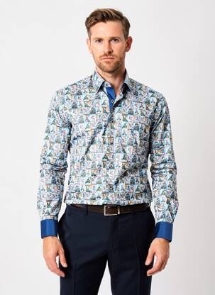 Chemise manches longues imprimé fantaisie bleu DARIO BELTRAN homme