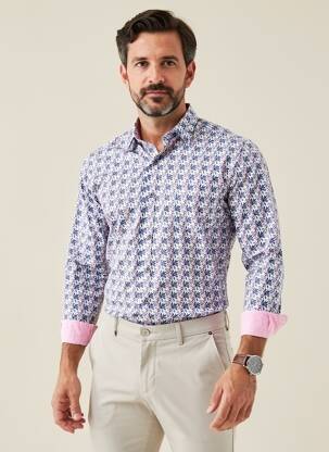 Chemise manches longues imprimé fantaisie blanc DARIO BELTRAN homme