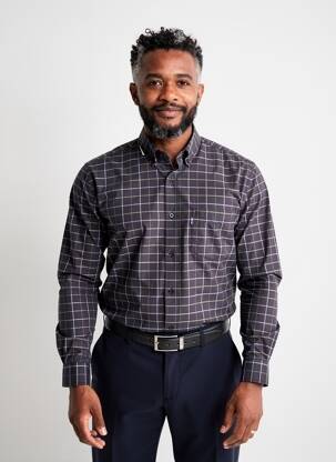 Chemise manches longues poches noir OLYMP homme