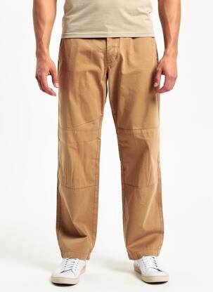 Pantalon droit tissage popeline taille normale beige DAYTONA homme