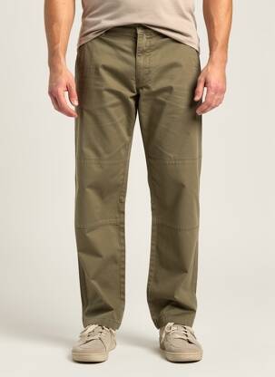Pantalon droit tissage popeline taille normale vert DAYTONA homme