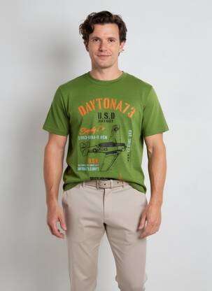T-shirt stretch manches courtes vert DAYTONA homme