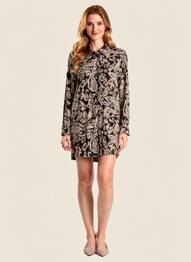 Robe courte coupe fluide manches longues noir FRANSA femme