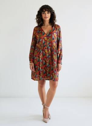 Robe courte coupe fluide manches longues rouge LA FIANCÉE femme