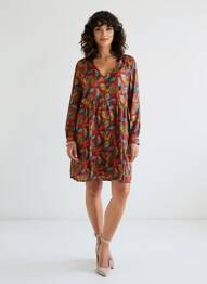 Robe courte coupe fluide manches longues rouge LA FIANCÉE femme