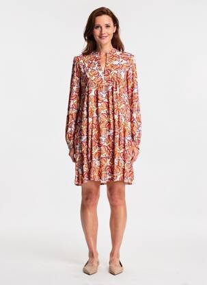 Robe courte coupe fluide manches longues orange ANGE femme