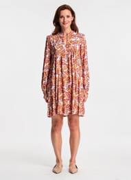 Robe courte coupe fluide manches longues orange ANGE femme
