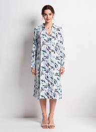 Robe mi-longue coupe fluide manches longues blanc HUBLOT femme