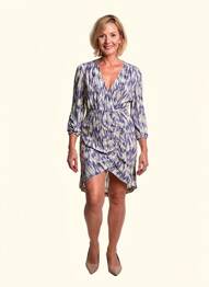 Robe courte manches longues manches longues bleu ANGE femme