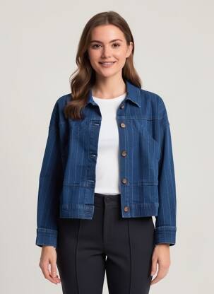 Veste casual coupe droite bleu ICHI femme