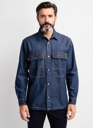 Chemise manches longues poches bleu DAYTONA homme