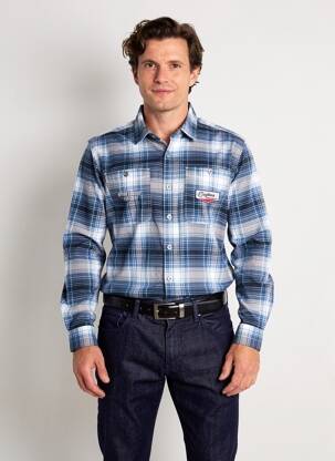 Chemise manches longues poches bleu DAYTONA homme