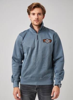 Sweat-shirt stretch manches longues bleu DAYTONA homme