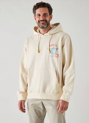 Sweat-shirt à capuche tissage jersey manches longues beige DAYTONA homme
