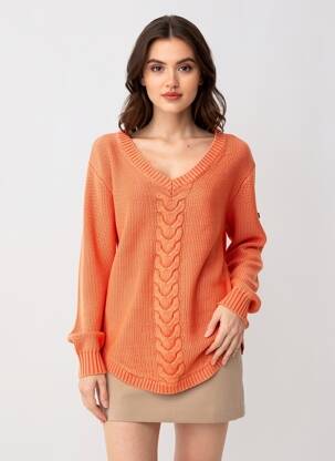 Pull coupe cintrée manches longues orange HUBLOT femme