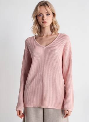 Pull coupe cintrée manches longues rose HUBLOT femme