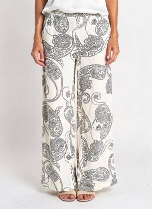 Pantalon large coupe fluide taille normale beige FRANSA femme