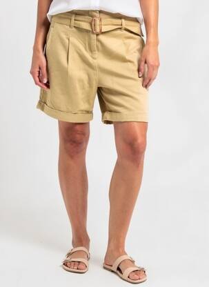 Short tissage denim taille haute beige ARTLOVE femme