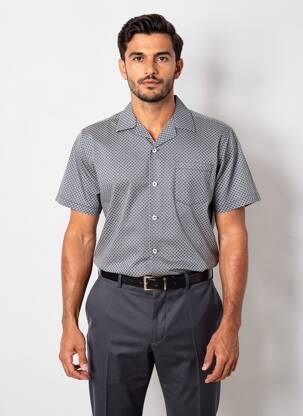 Chemise manches courtes col tailleur bleu DAYTONA homme
