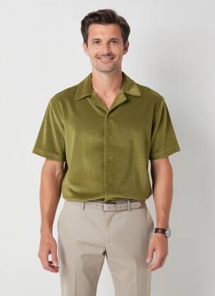 Chemise manches courtes col tailleur vert DAYTONA homme