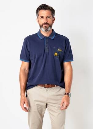 Polo coupe droite manches courtes bleu DAYTONA homme