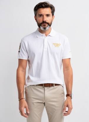 Polo coupe droite manches courtes blanc DAYTONA homme