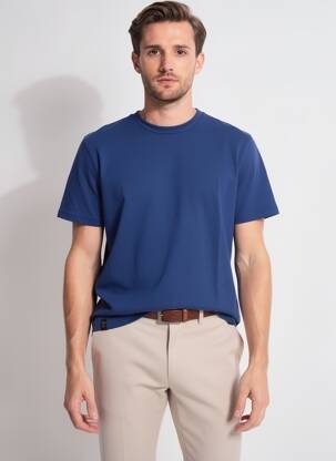 T-shirt coupe droite manches courtes bleu DAYTONA homme