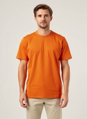 T-shirt coupe droite manches courtes orange DAYTONA homme
