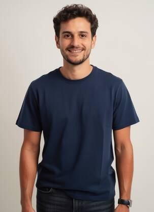 T-shirt coupe droite manches courtes bleu DAYTONA homme
