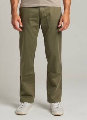 Pantalon droit tissage popeline taille normale vert DAYTONA homme