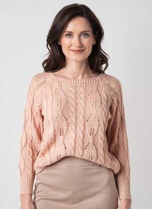 Pull coupe cintrée manches longues rose QUATTRO femme