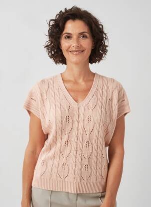 Pull coupe cintrée manches courtes rose QUATTRO femme
