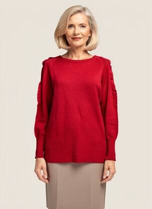 Pull coupe cintrée manches longues rouge QUATTRO femme