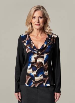 T-shirt imprimé fantaisie manches longues noir QUATTRO femme