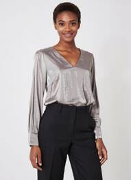Top coupe cintrée manches longues gris VOODOO femme