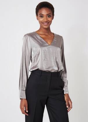 Top coupe cintrée manches longues gris VOODOO femme