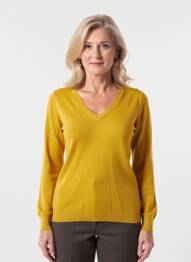Pull col v manches longues jaune QUATTRO femme