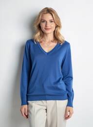 Pull stretch manches longues bleu QUATTRO femme