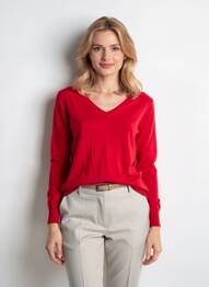 Pull stretch manches longues rouge QUATTRO femme