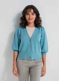 Gilet manches longues stretch bleu QUATTRO femme