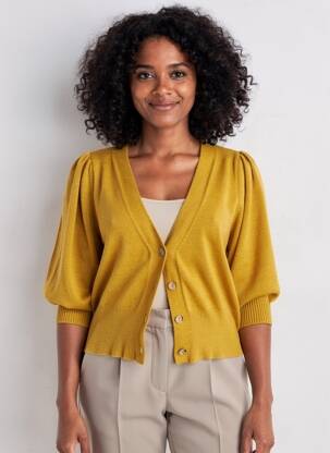 Gilet manches longues resserrée sur le bas jaune QUATTRO femme