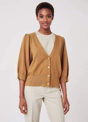 Gilet manches longues resserrée sur le bas marron QUATTRO femme