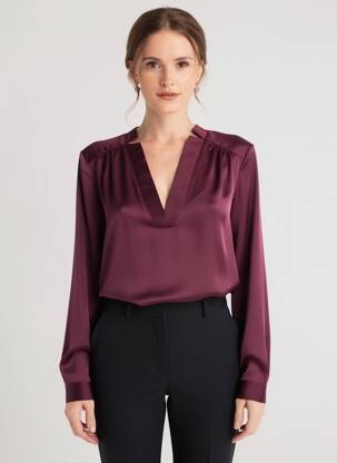 Top col v manches longues violet VOODOO femme