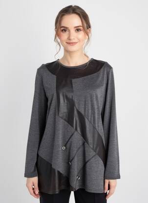 Top coupe fluide manches longues gris QUATTRO femme