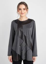 Top coupe fluide manches longues gris QUATTRO femme
