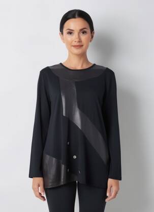 Top stretch manches longues noir QUATTRO femme