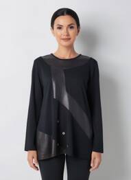 Top tissage jersey manches longues noir QUATTRO femme